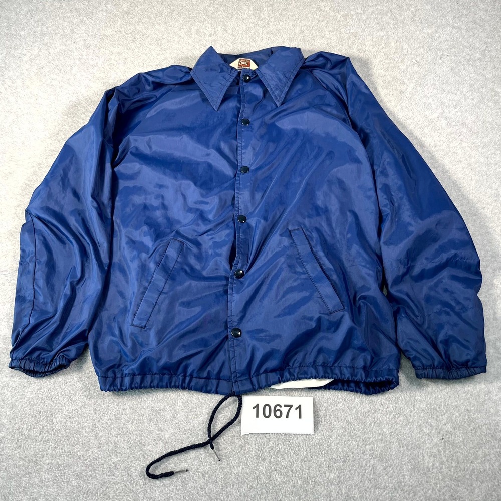 Vintage Sir Jac Coach Jacket Men's Medium Blue Drawstring Hem Water Windbreaker